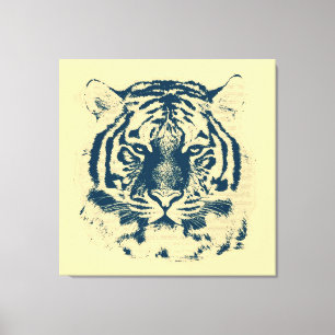 Lienzo Vintage Tiger Face Close