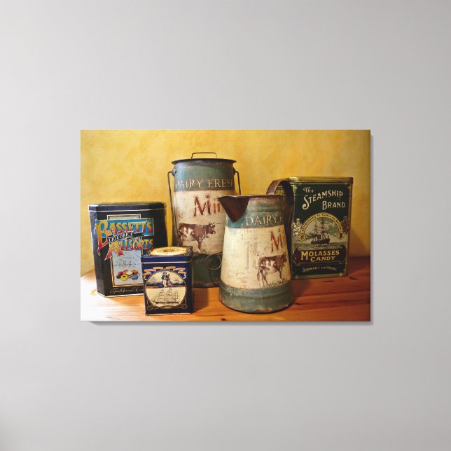 Lienzo Vintage Tins and Jugs (Anverso)