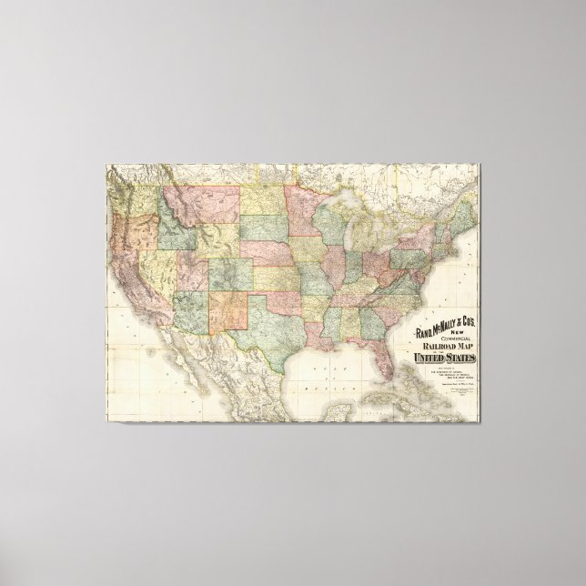 Lienzo Vintage United States Railroad Map (1907) (Anverso)