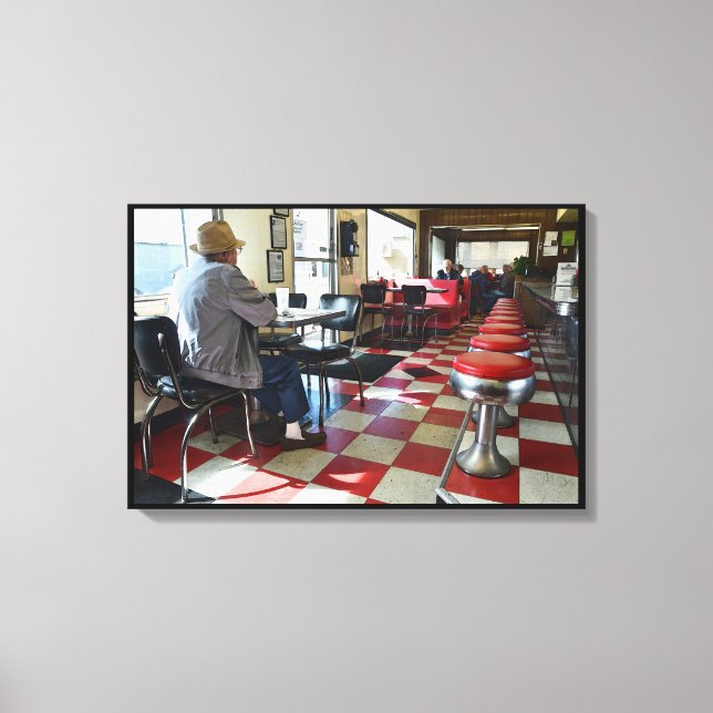 Lienzo Vintage Valentine Diner Interior (Anverso)
