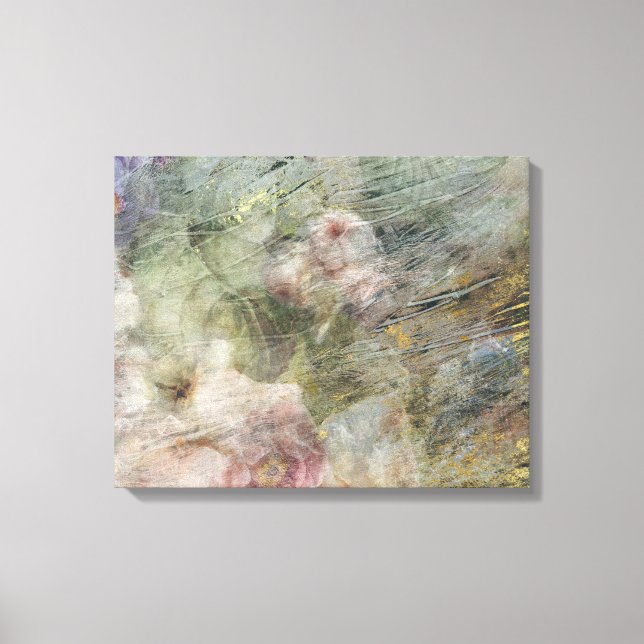 Lienzo Vintage Victorian Oil Canvas Pink Purple Floral (Anverso)