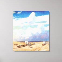 Lienzo Vintage Western Cowboys, vagones cubiertos por Wye