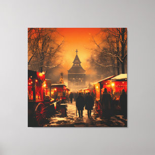 Lienzo Vintage Winter Snowy Navidades Market
