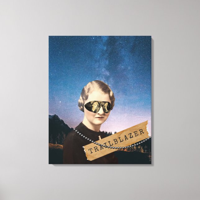 Lienzo Vintage Woman Trailblazer Night Sky Pop Art (Anverso)