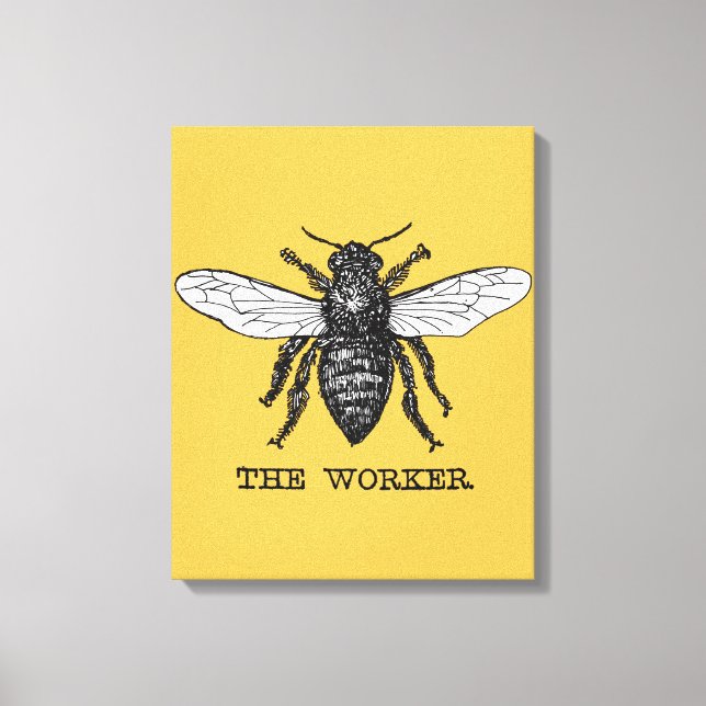 Lienzo Vintage Worker Bee Ilustracion Art (Anverso)