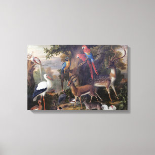 Lienzo Vintage Yakob Bogdani Birds and Deer in a Landsca
