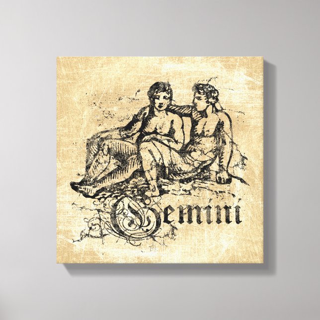 Lienzo Vintage Zodiac Gemini (Anverso)