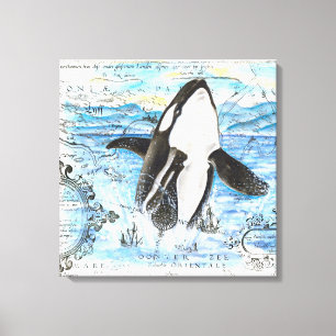 Lienzo Violación del mapa antiguo de la orca