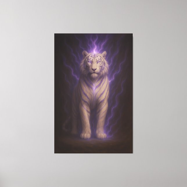 Lienzo Violet Storm Aura White Tiger – Electric Divine Be (Anverso)