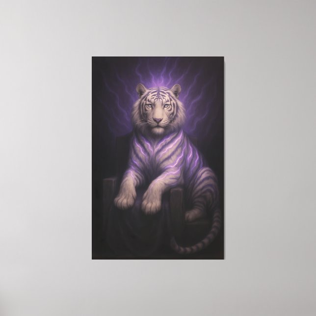Lienzo Violet Thunder Throne White Tiger – Sovereign Aura (Anverso)