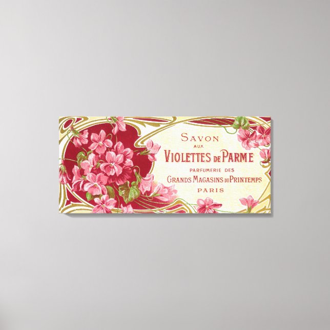 Lienzo Violettes De Parme Perfume LabelParís, Francia (Anverso)