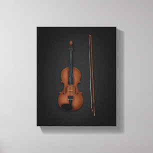 Lienzo Violin & Bow lado a lado en negro 11x14