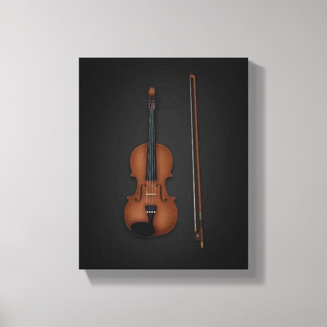Lienzo Violin & Bow lado a lado en negro 11x14 (Anverso)