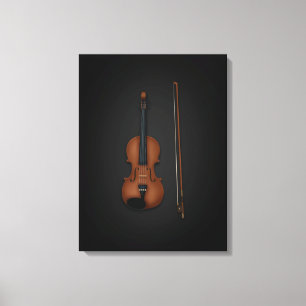Lienzo Violin & Bow lado a lado en negro 18x24
