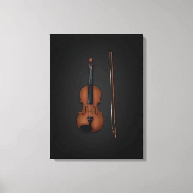Lienzo Violin & Bow lado a lado en negro 18x24 (Anverso)
