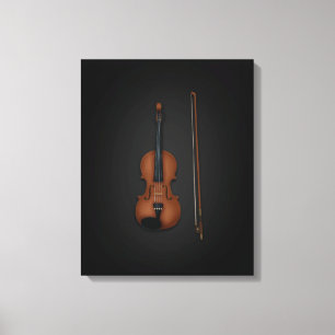 Lienzo Violin & Bow Side By Side On 16x Black Canvas