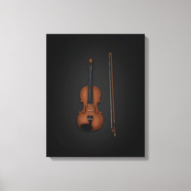 Lienzo Violin & Bow Side By Side On 16x Black Canvas (Anverso)