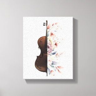 Lienzo Violín entre flores. Bouquet de flores.