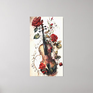 Lienzo Violin, Rosas, notas
