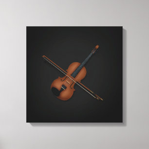 Lienzo Violin Trompe L'oeil con Bow On Top 16x16 negro