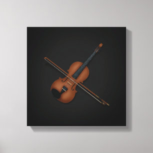 Lienzo Violín Trompe L'oeil con Bow sobre 12x12 negro