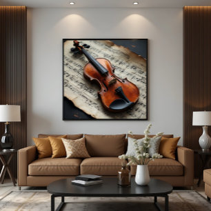 Lienzo Violín y partitura