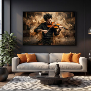Lienzo Violinista Dramático Música Apasionada