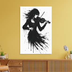 Lienzo Violinista Nacido de la Tinta en la Tormenta de So
