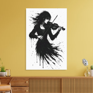 Lienzo Violinista Nacido de la Tinta en la Tormenta de So