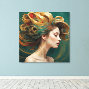Lienzo "Virelle" - Opulencia en las ondas esmeraldas