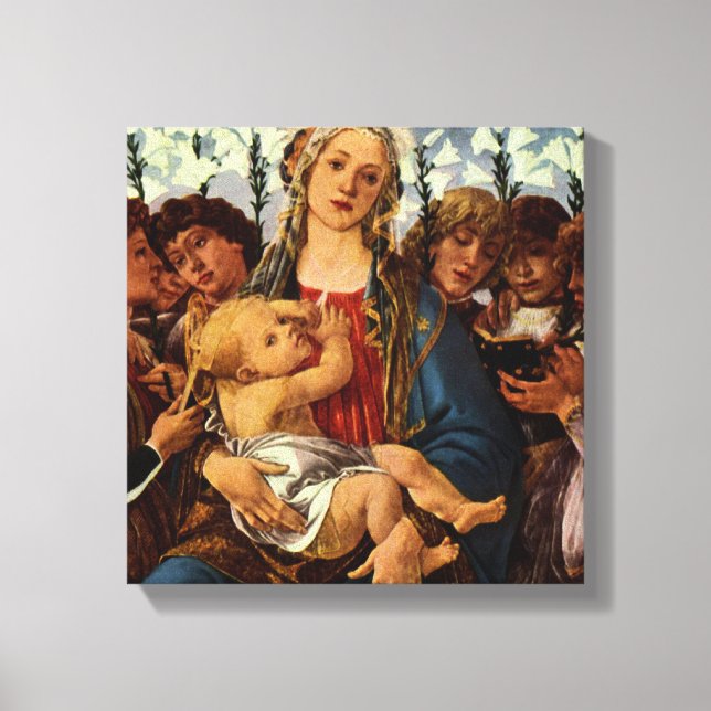 Lienzo Virgen y Niño con ocho ángeles de Botticelli (Anverso)