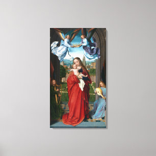 Lienzo Virgen y niño de Gerard David con cuatro ángeles