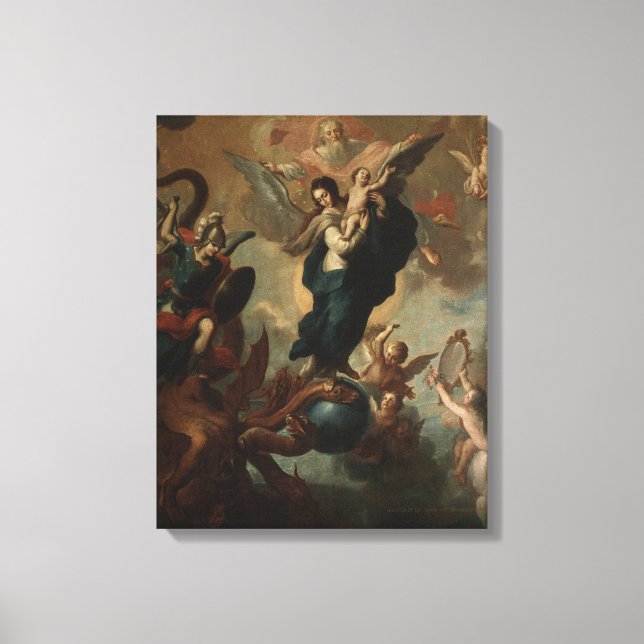 Lienzo Virgin Mary St. Michael Apocalypse Ángel religioso (Anverso)