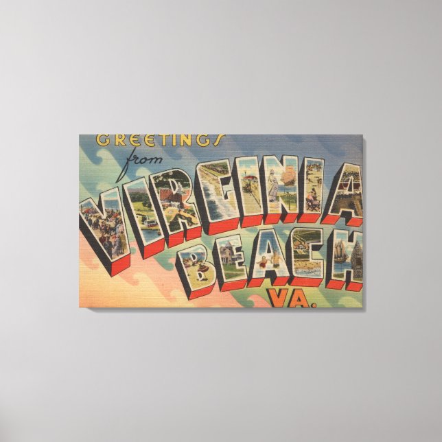 Lienzo Virginia Beach, Virginia - Escenas de letras grand (Anverso)