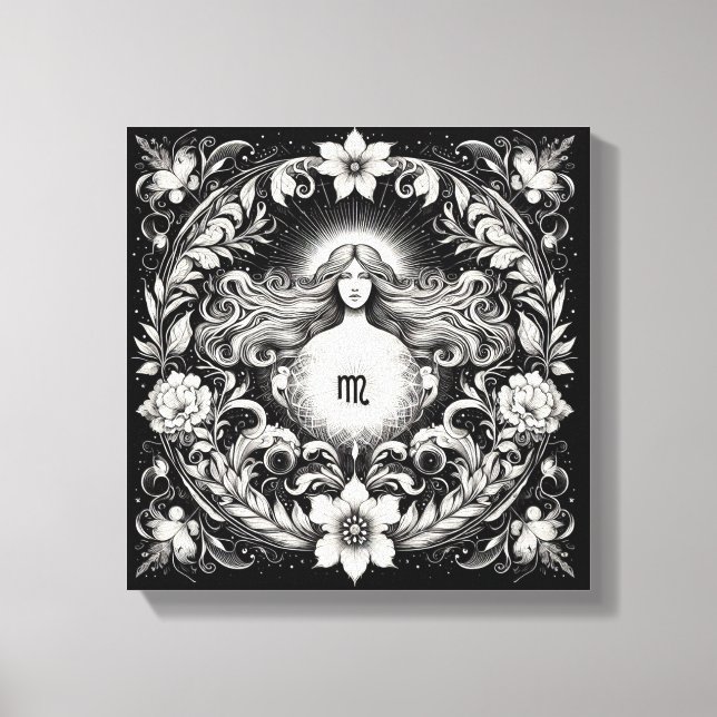 Lienzo Virgo Botanical Goddess Etching Wall Decor (Anverso)