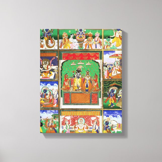 Lienzo Vishnu en el centro de sus diez avatares, Jaipur,  (Anverso)