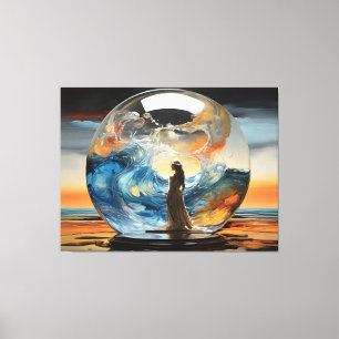 Lienzo Visión Contemporánea Mujer Moderna en una Bola de 