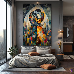 Lienzo Visión Cubista Moderna de El Beso