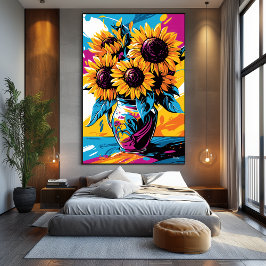Lienzo Visión pop artística de los girasoles