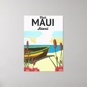 Lienzo Visita al poster turístico Maui Hawaii