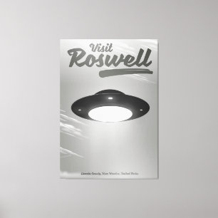 Lienzo Visita el afiche de Roswell UFO vintage