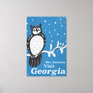 Lienzo Visita Georgia USA cartel vintage de búho