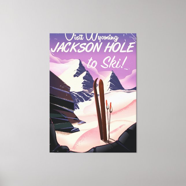 Lienzo ¡Visita Wyoming! Jackson Hole en un afiche de viaj (Anverso)