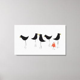 Lienzo Visitante de pájaro negro, fondo blanco