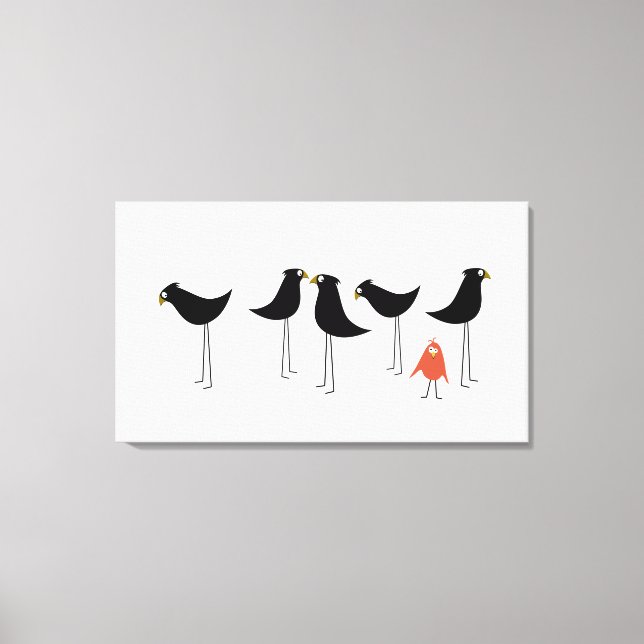 Lienzo Visitante de pájaro negro, fondo blanco (Anverso)