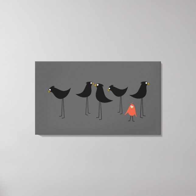 Lienzo Visitante de pájaro negro, fondo gris (Anverso)