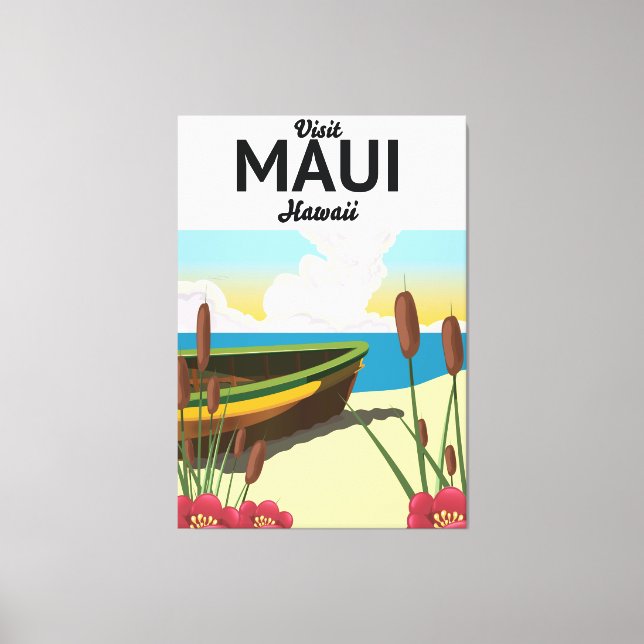 Lienzo Visite el póster turístico de Maui Hawaii (Anverso)