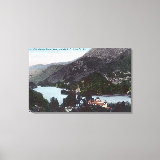 Lienzo Vista aérea de Blue LakesMidlake, CA (Anverso)