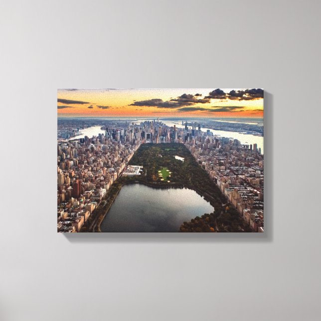 Lienzo Vista aérea de Central Park al atardecer (Anverso)