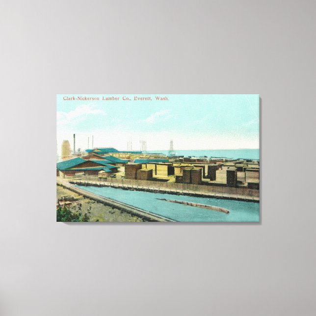 Lienzo Vista aérea de Clark-Nickerson Lumber Co (Anverso)